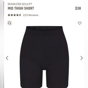 NWOT SKIMS SCULPTING SHORT MID THIGH WITH OPEN GUSSET L/XL‎ BLACK/Onyx